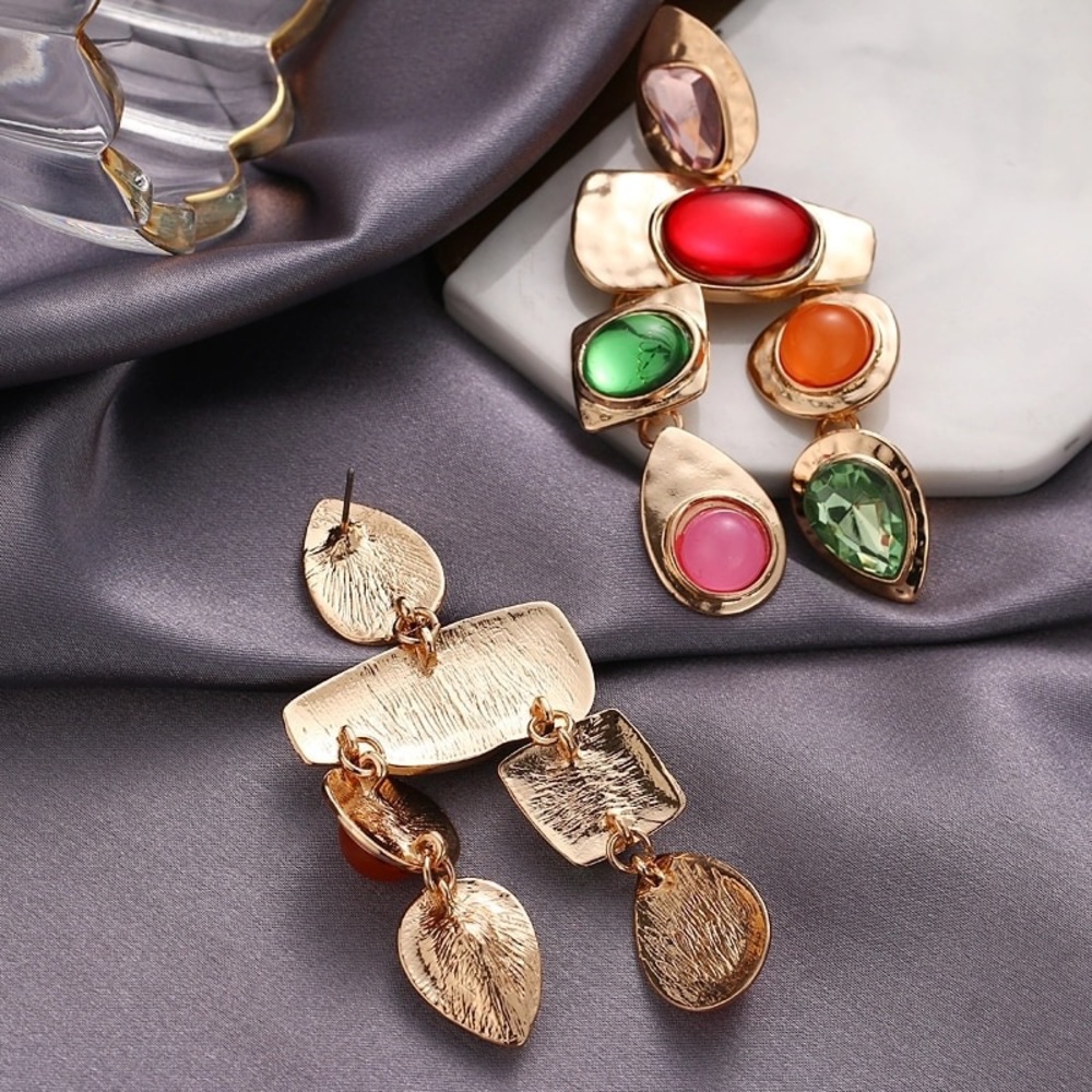 Gold Multicolored earrings - Picture 2 of 6